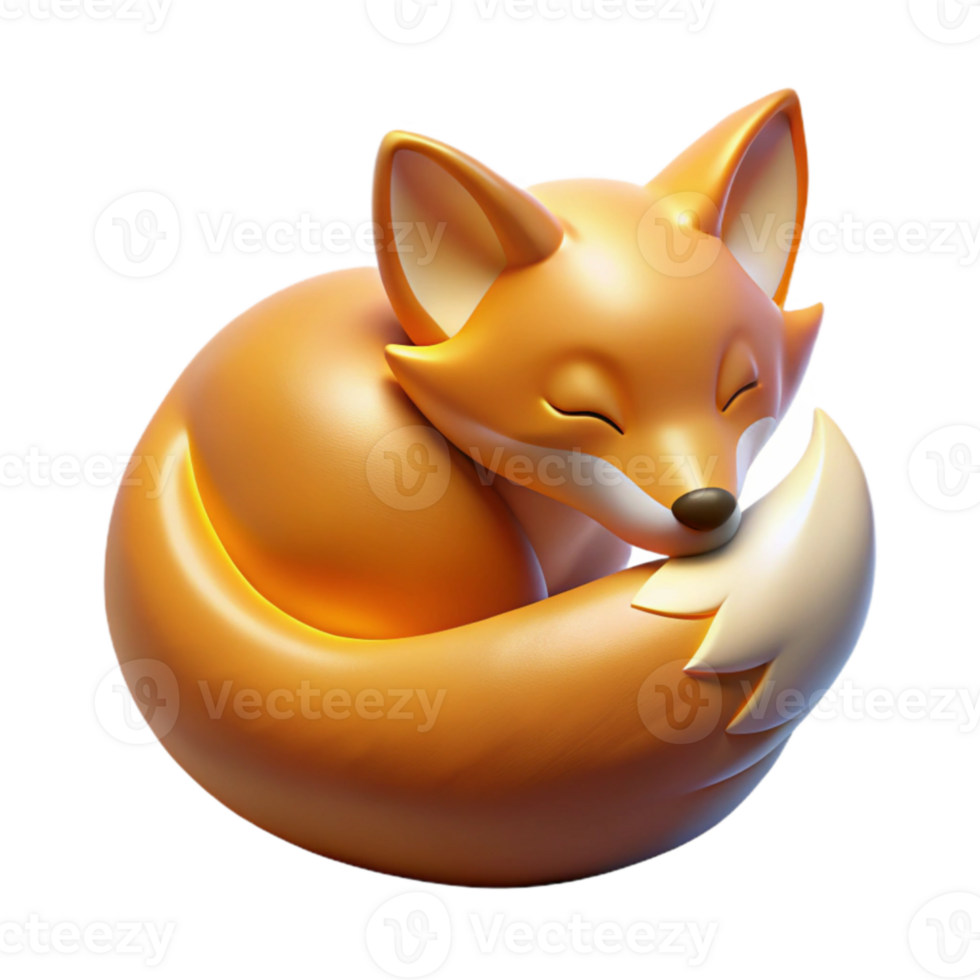 serene modern Sleeping Fox 3D Render authentic png