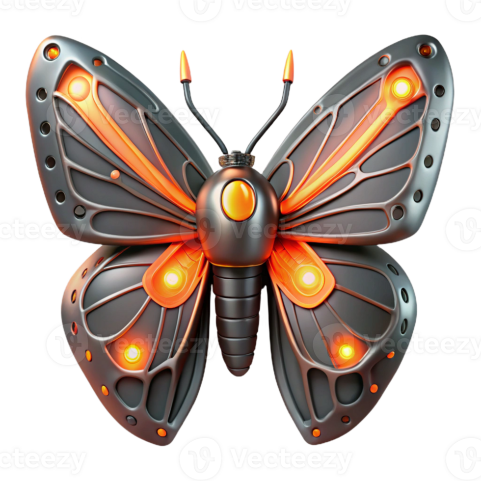 wonderful modern Cybernetic Butterfly 3D Render original png