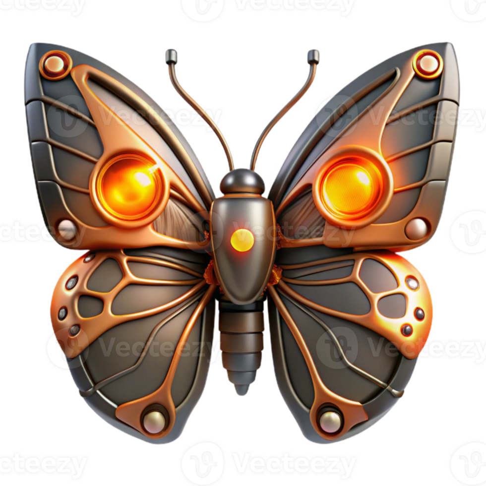 serene contemporary Steampunk Butterfly 3D Render 4K png