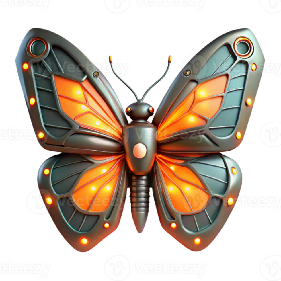 vibrant rustic 3D Render of a Mechanical Butterfly exclusive png