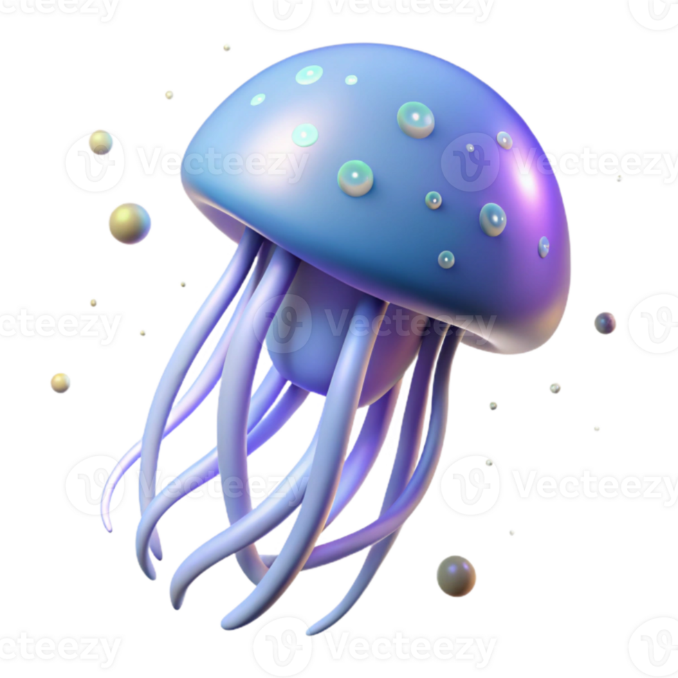 elegant minimalist 3D Render of a Jellyfish authentic png