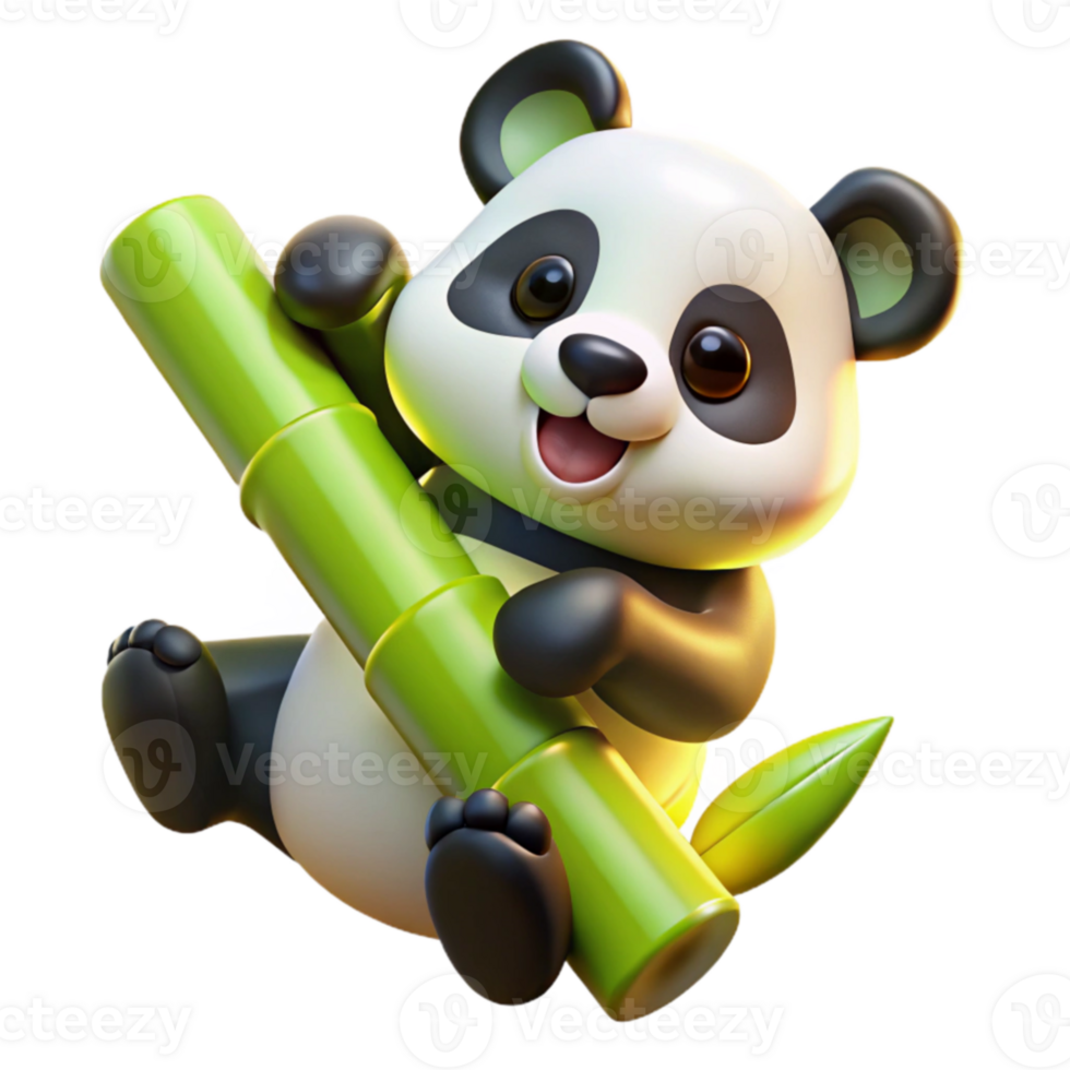 serene modern Adorable Panda 3D Render Illustration high resolution png