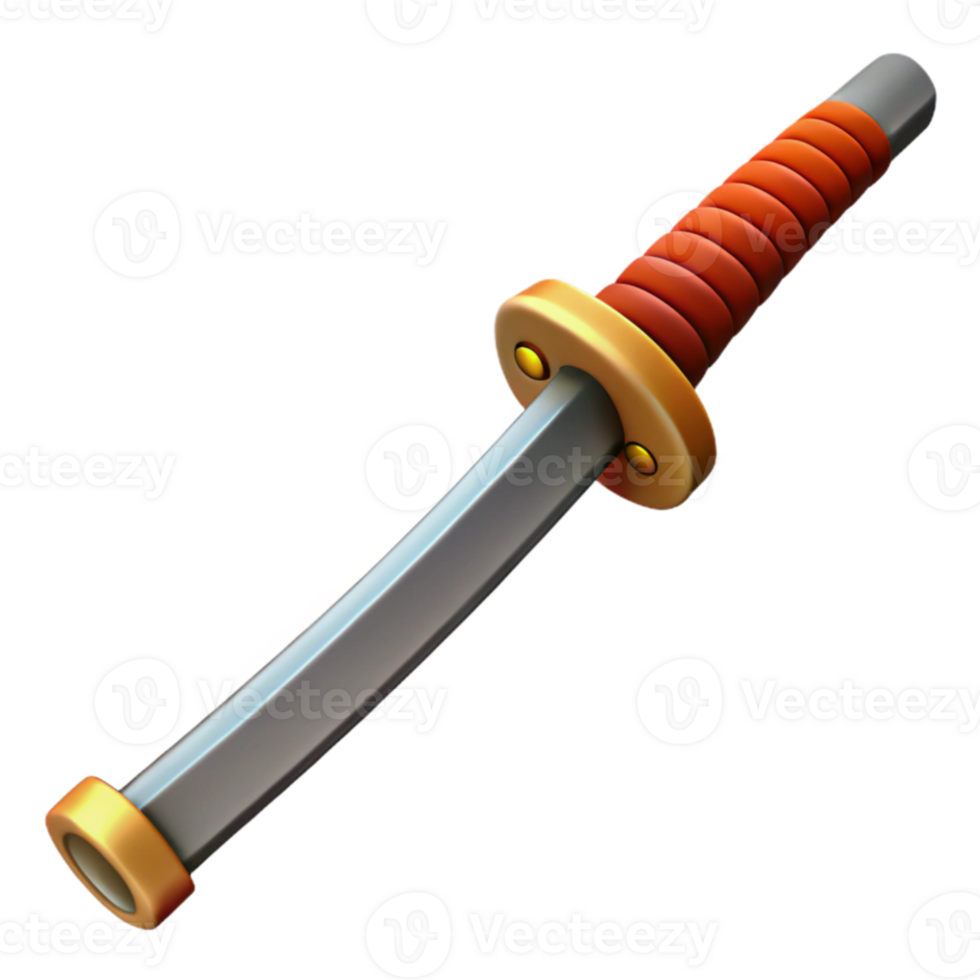 vibrant classic Stylized 3D Render of a Katana authentic png
