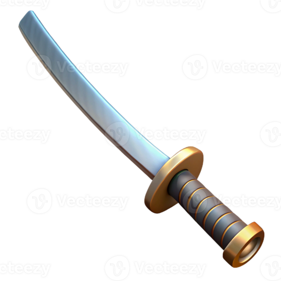 extraordinary rustic 3D Render of a Katana Sword authentic png