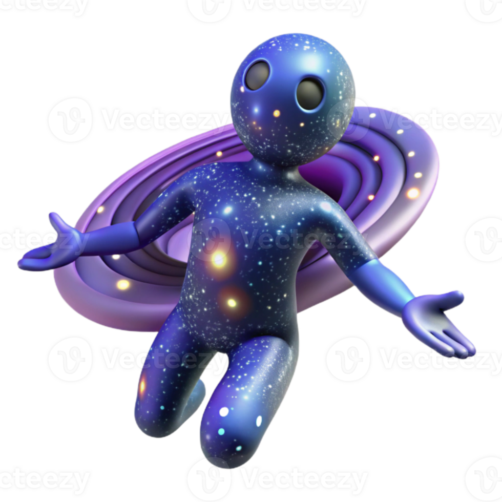 elegant vintage Cosmic Being 3D Render detailed png