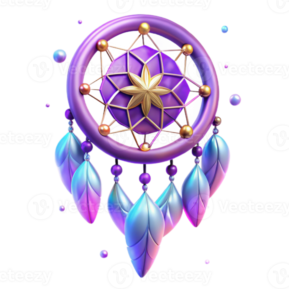 impressive abstract Purple Dreamcatcher 3D Render high quality png