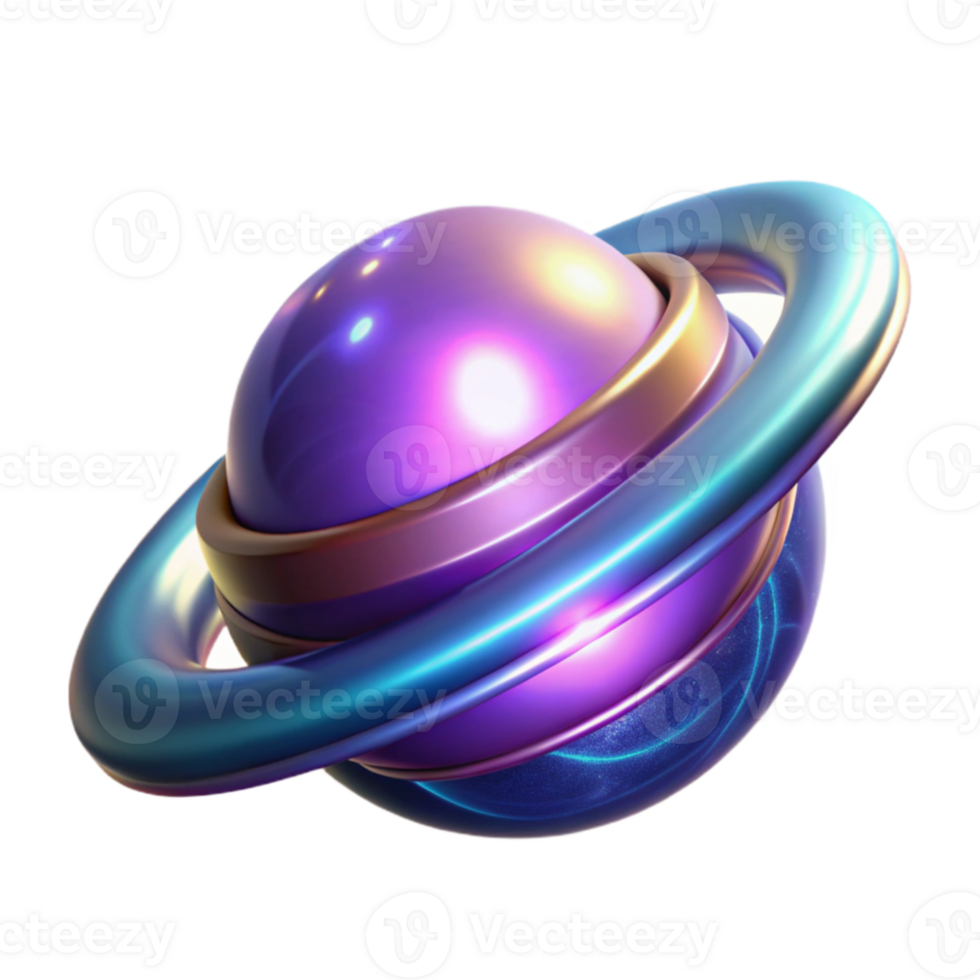 beautiful rustic Abstract 3D Render Purple Planet with Rings authentic png