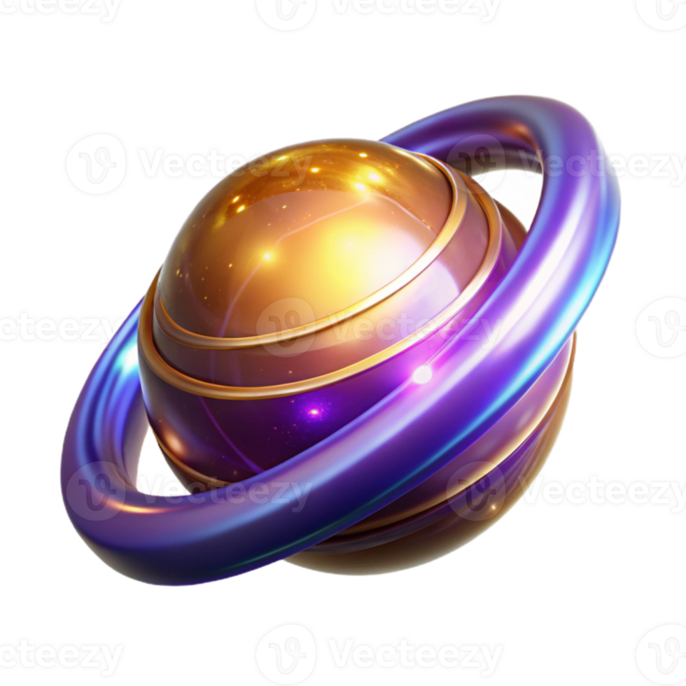 wonderful traditional Golden Planet 3D Render professional png