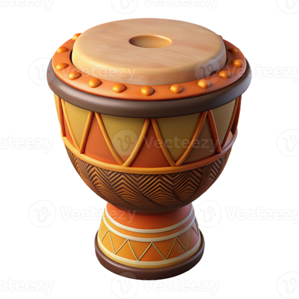 impressive vintage 3D Render of an African Djembe Drum original png