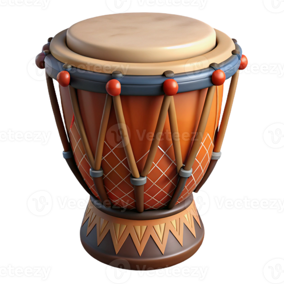 dramatic minimalist 3D Render Cartoon Djembe Drum authentic png