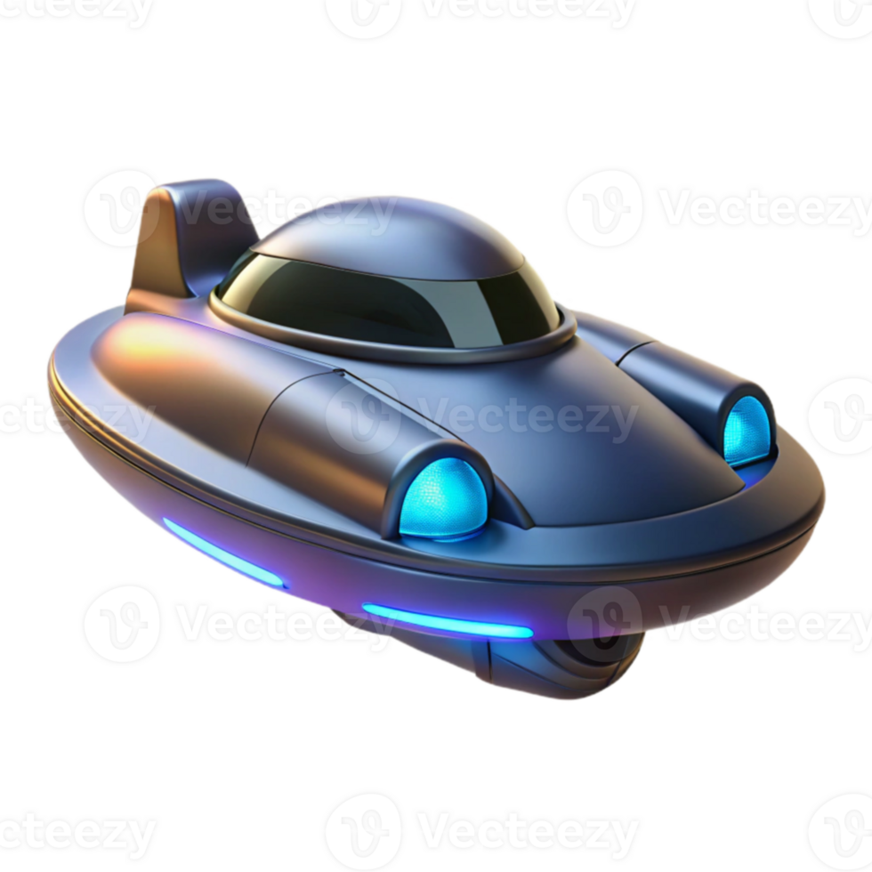 vibrant abstract Futuristic Flying Saucer 3D Render exclusive png
