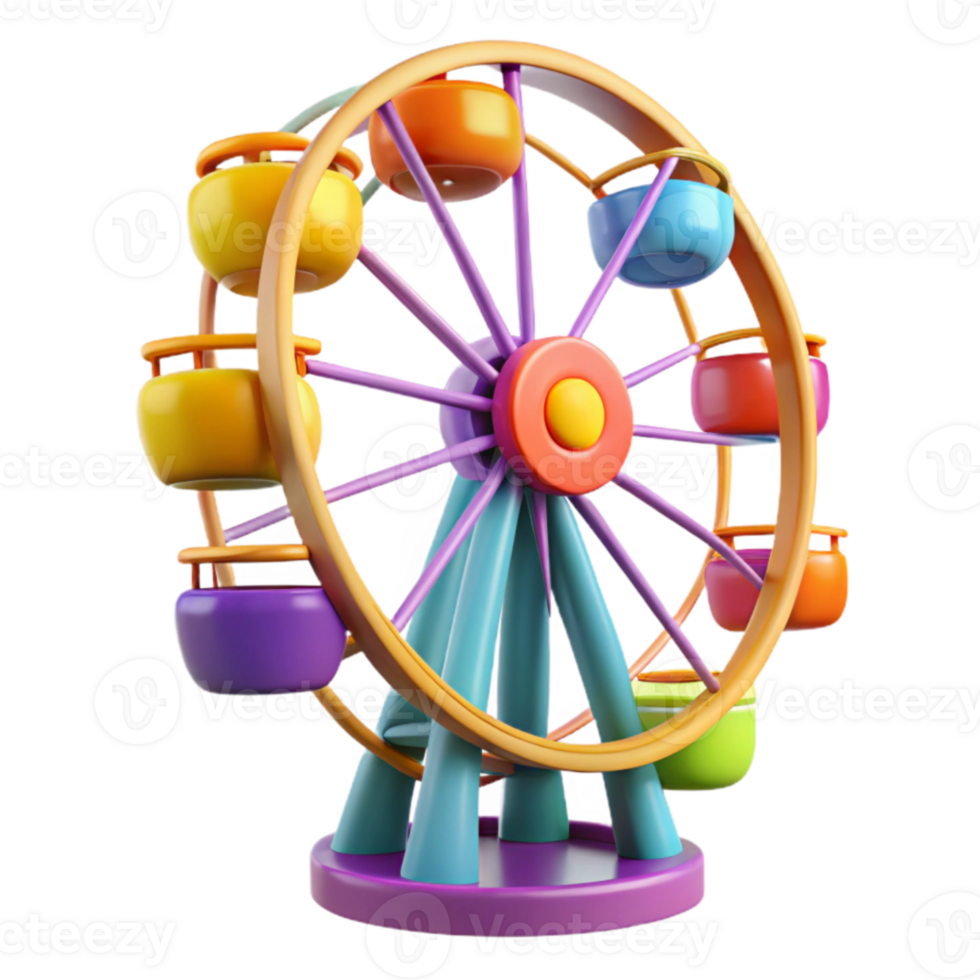 magnificent contemporary Colorful 3D Ferris Wheel Illustration authentic png