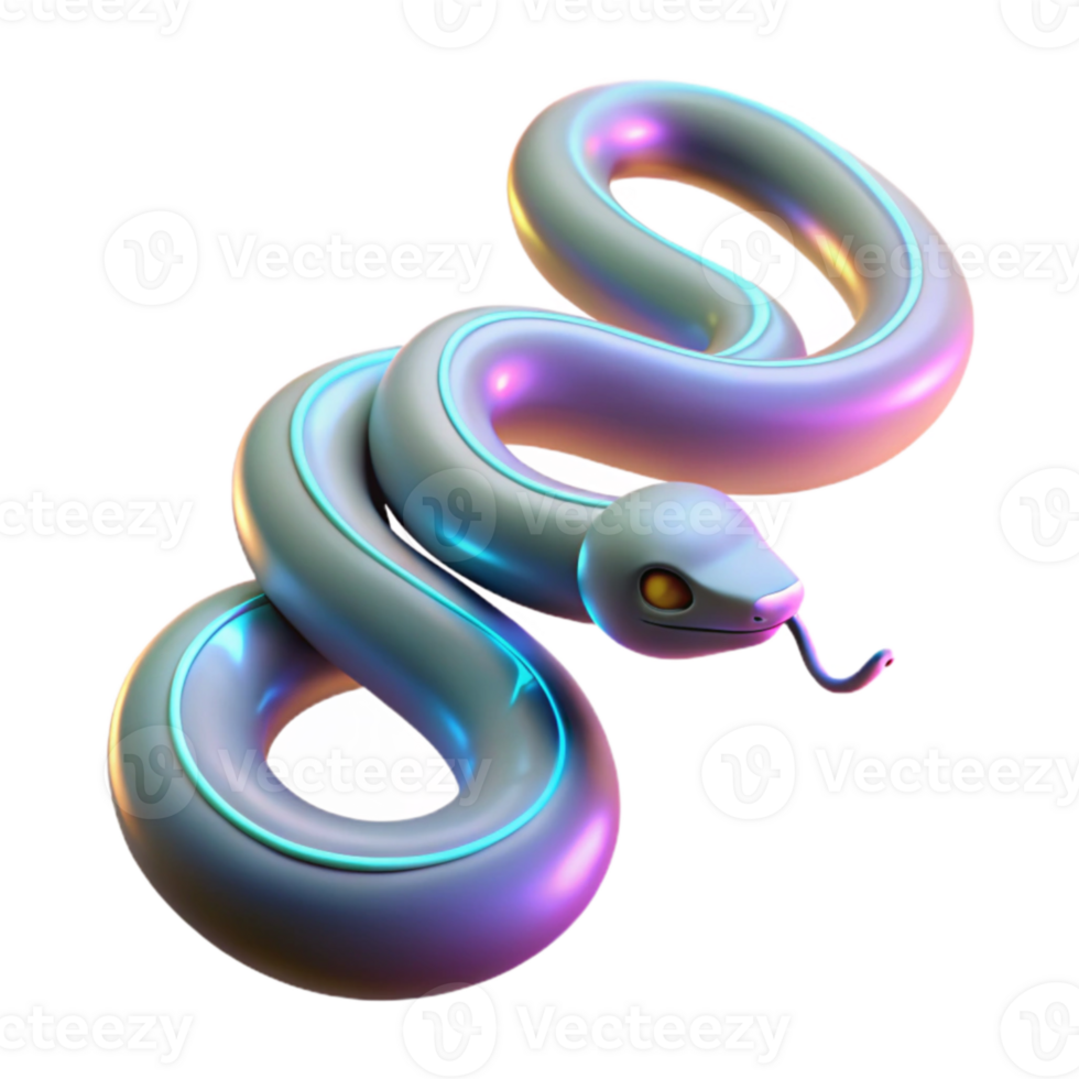 elegant modern 3D Render of a Colorful Iridescent Snake professional png