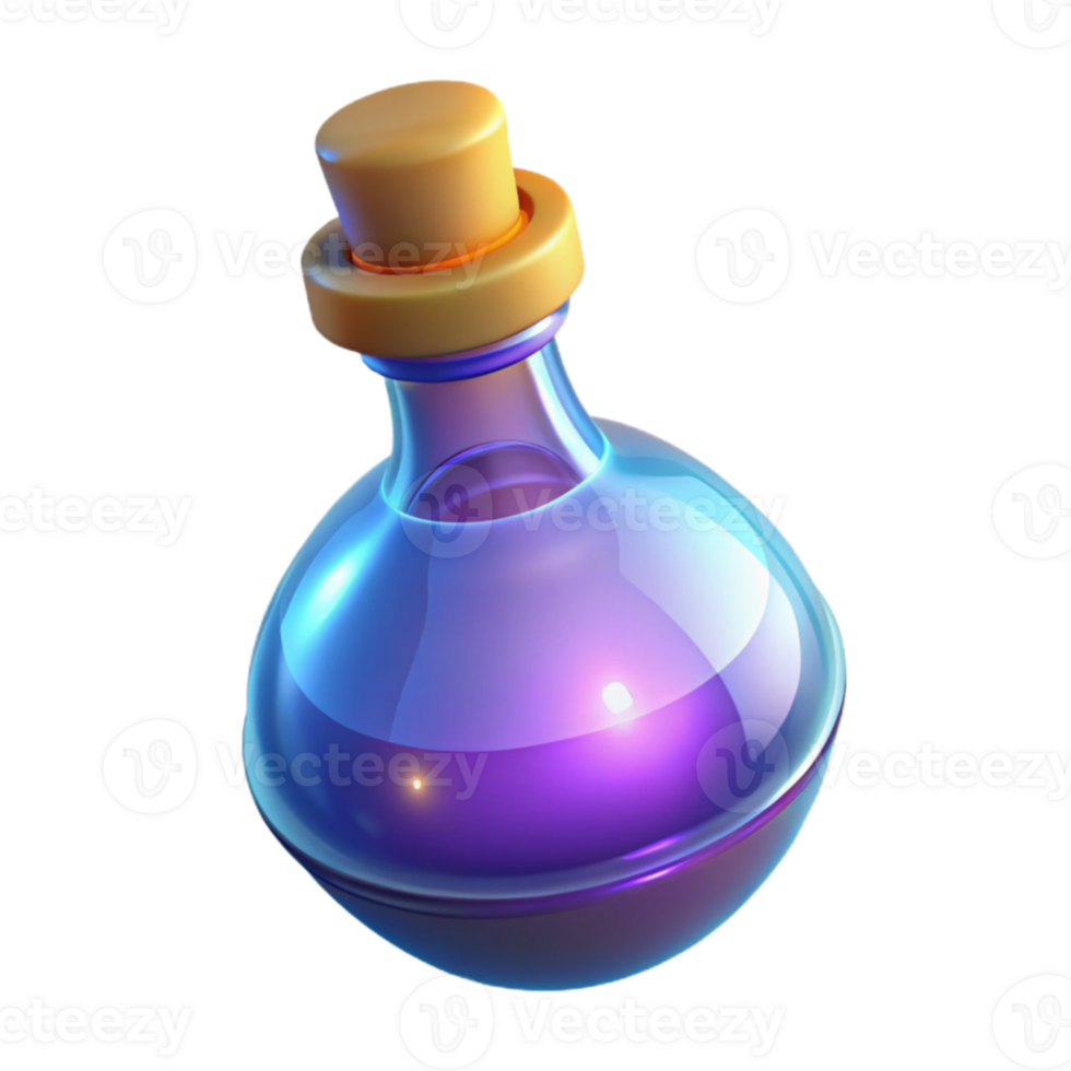 extraordinary abstract Glowing Potion Bottle 3D Render original png