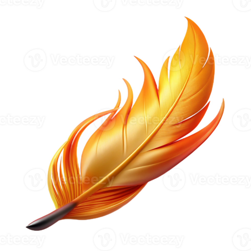 wonderful artistic Fiery Feather 3D Illustration 4K png