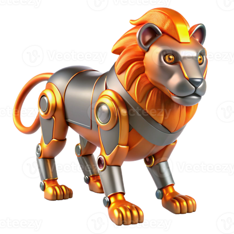 extraordinary artistic Robotic Lion 3D Render authentic png