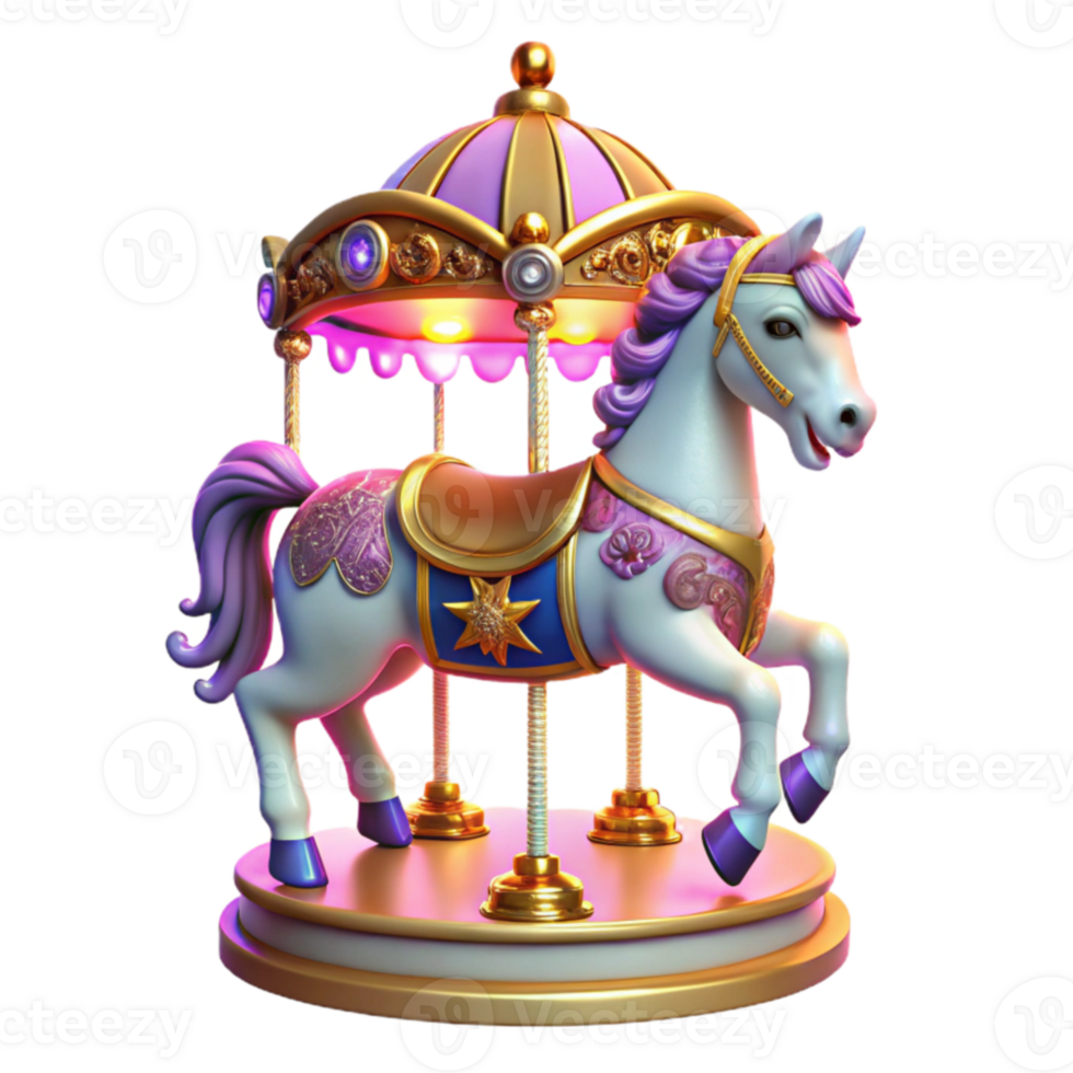 stunning creative Whimsical Carousel Horse 3D Render high quality png