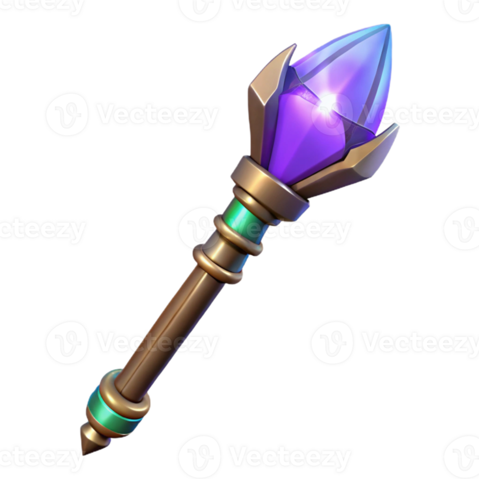 vibrant abstract Fantasy 3D Render Purple Gem Scepter exclusive png