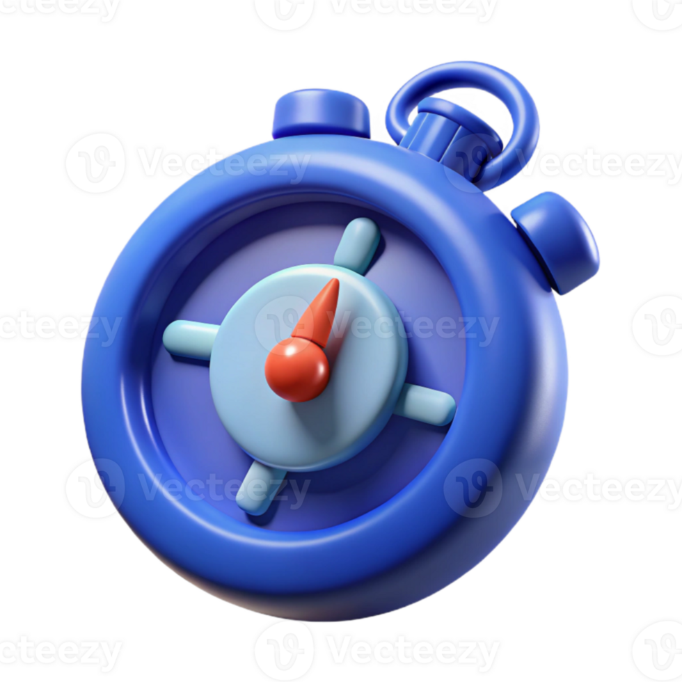 impressive artistic 3D Render Blue Stopwatch Timer Icon high quality png