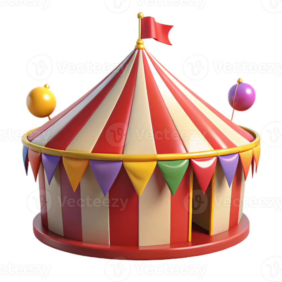 wonderful modern 3D Render Circus Tent Cartoon Illustration high quality png
