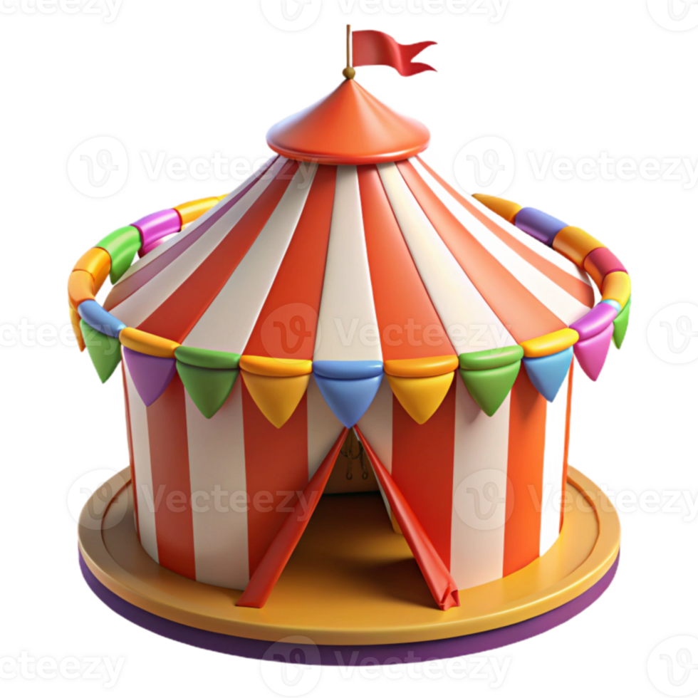 dramatic minimalist Cartoon Circus Tent 3D Render detailed png