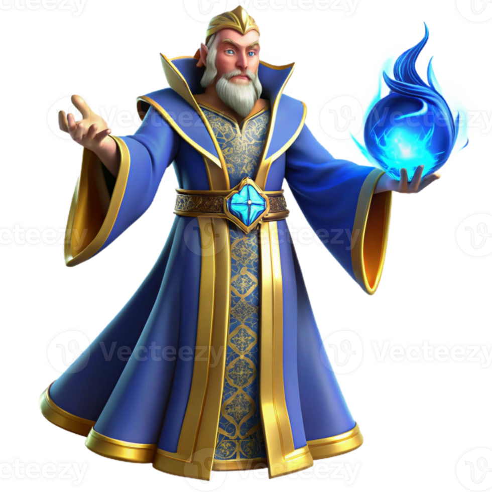 beautiful abstract Wise Wizard 3D Render, Fantasy Mage Illustration exclusive png