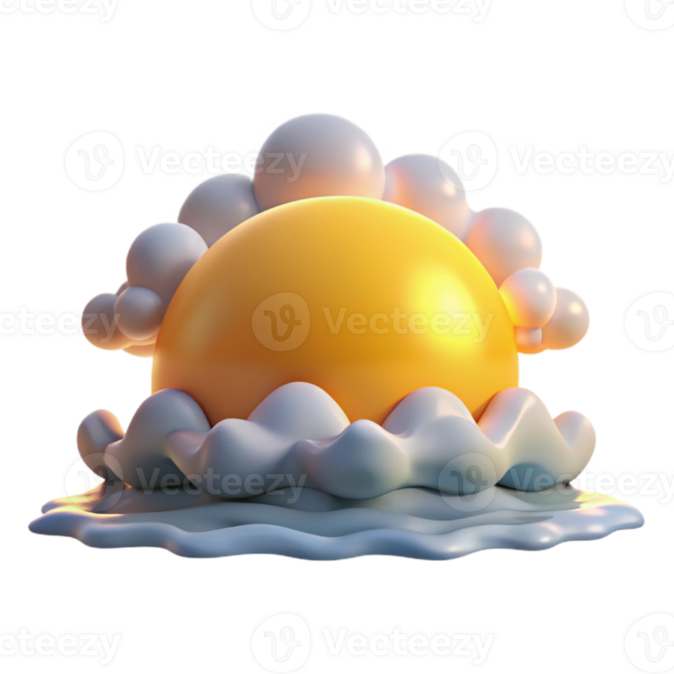 dramatic abstract 3D Render Sun Cloudscape Illustration 4K png