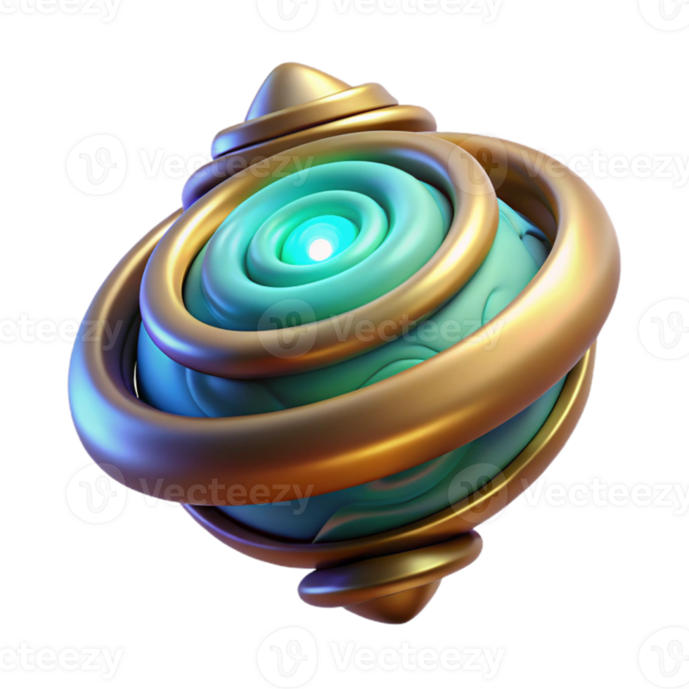 extraordinary traditional Teal Gold Abstract 3D Orb professional png