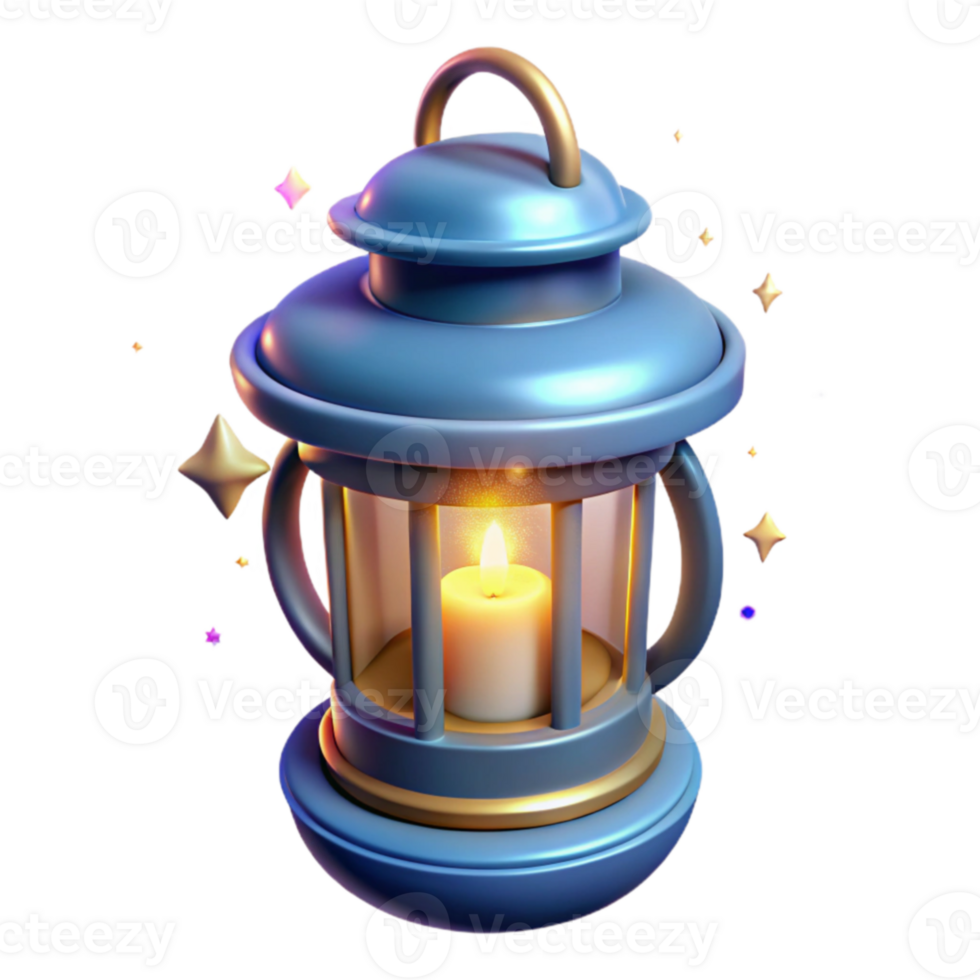 stunning modern 3D Render Blue Lantern Illustration original png