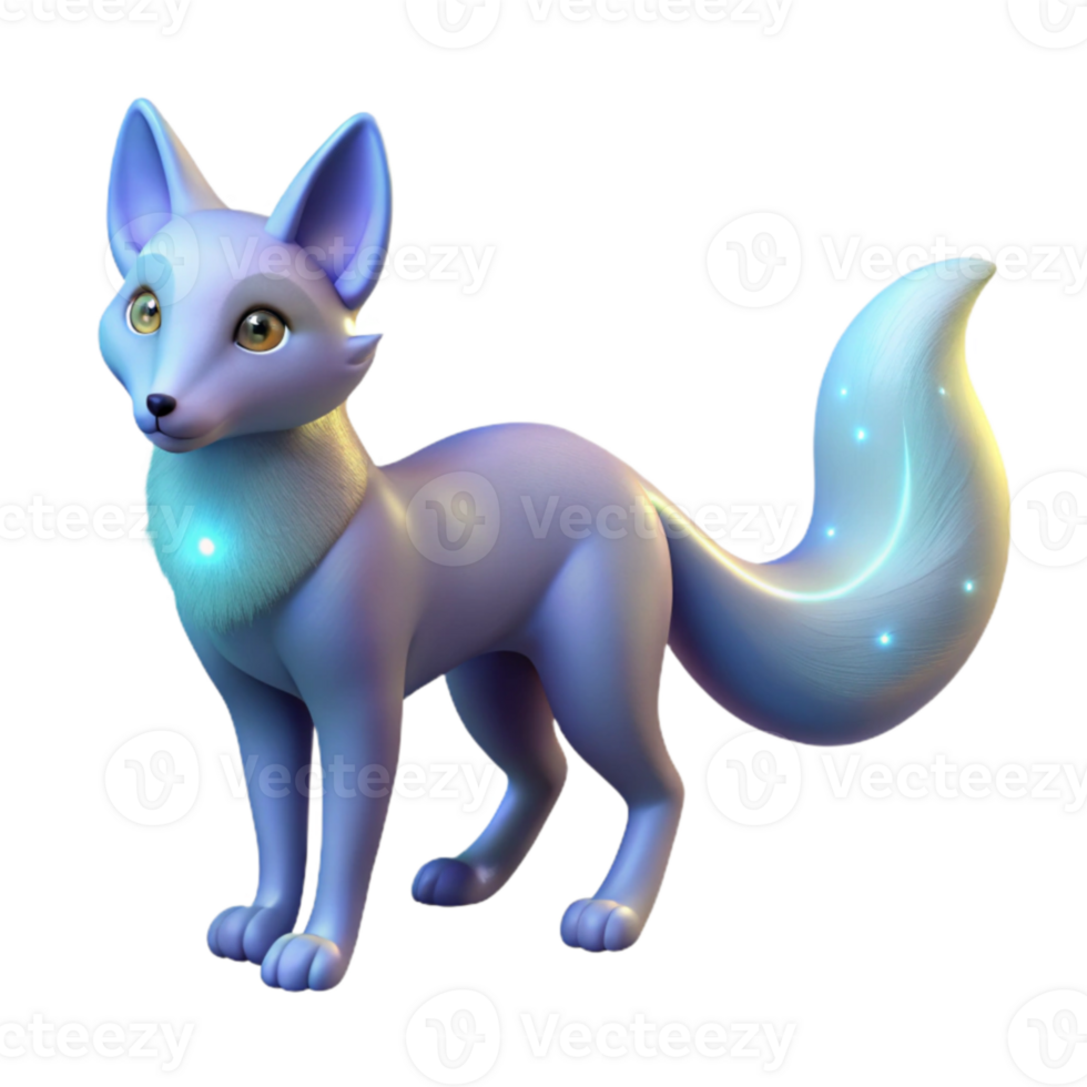 serene vintage Glowing Arctic Fox 3D Render high quality png