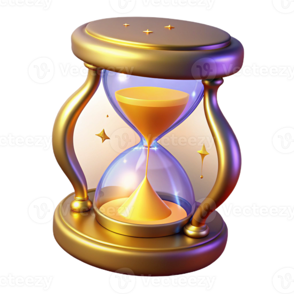 vibrant abstract Golden Hourglass 3D Render authentic png