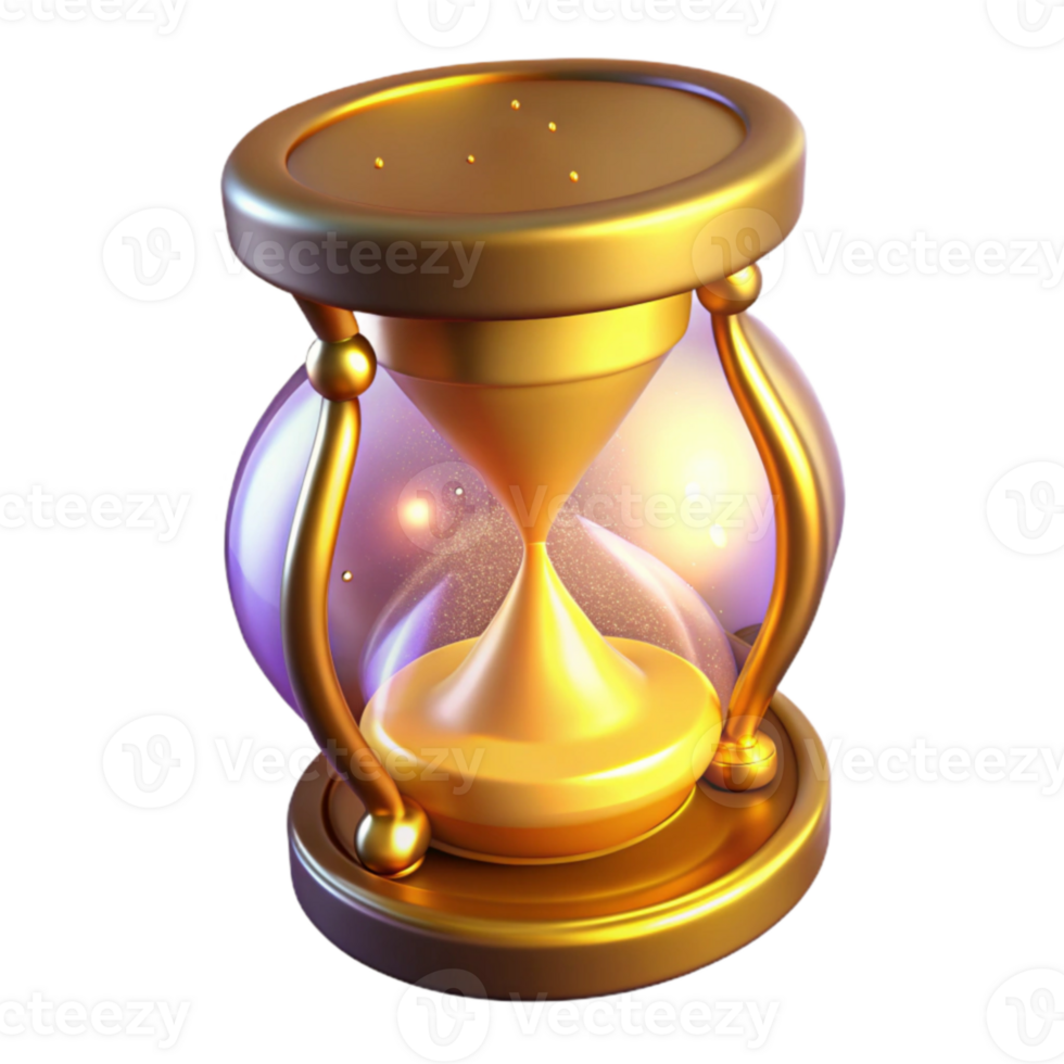 vibrant rustic Golden Hourglass 3D Render authentic png