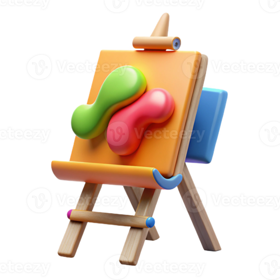 serene abstract 3D Render Colorful Paint Easel authentic png