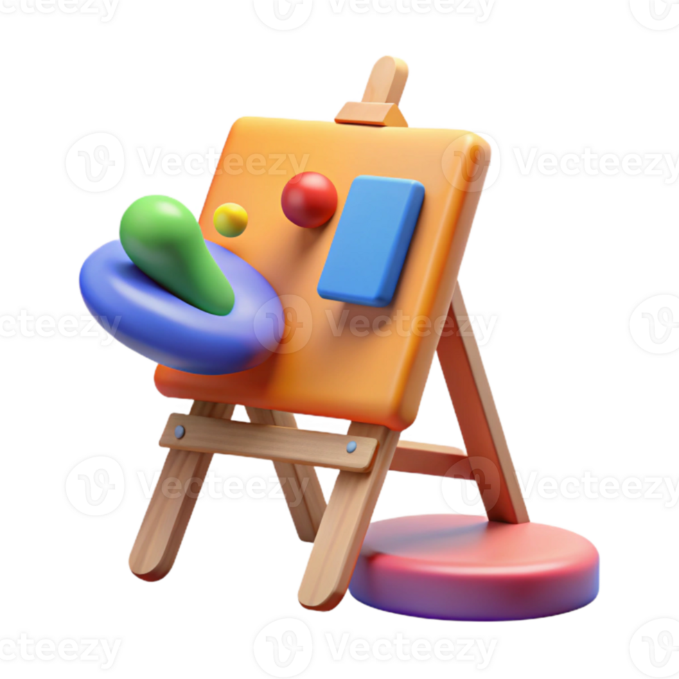 magnificent artistic 3D Render Colorful Abstract Art Easel high resolution png