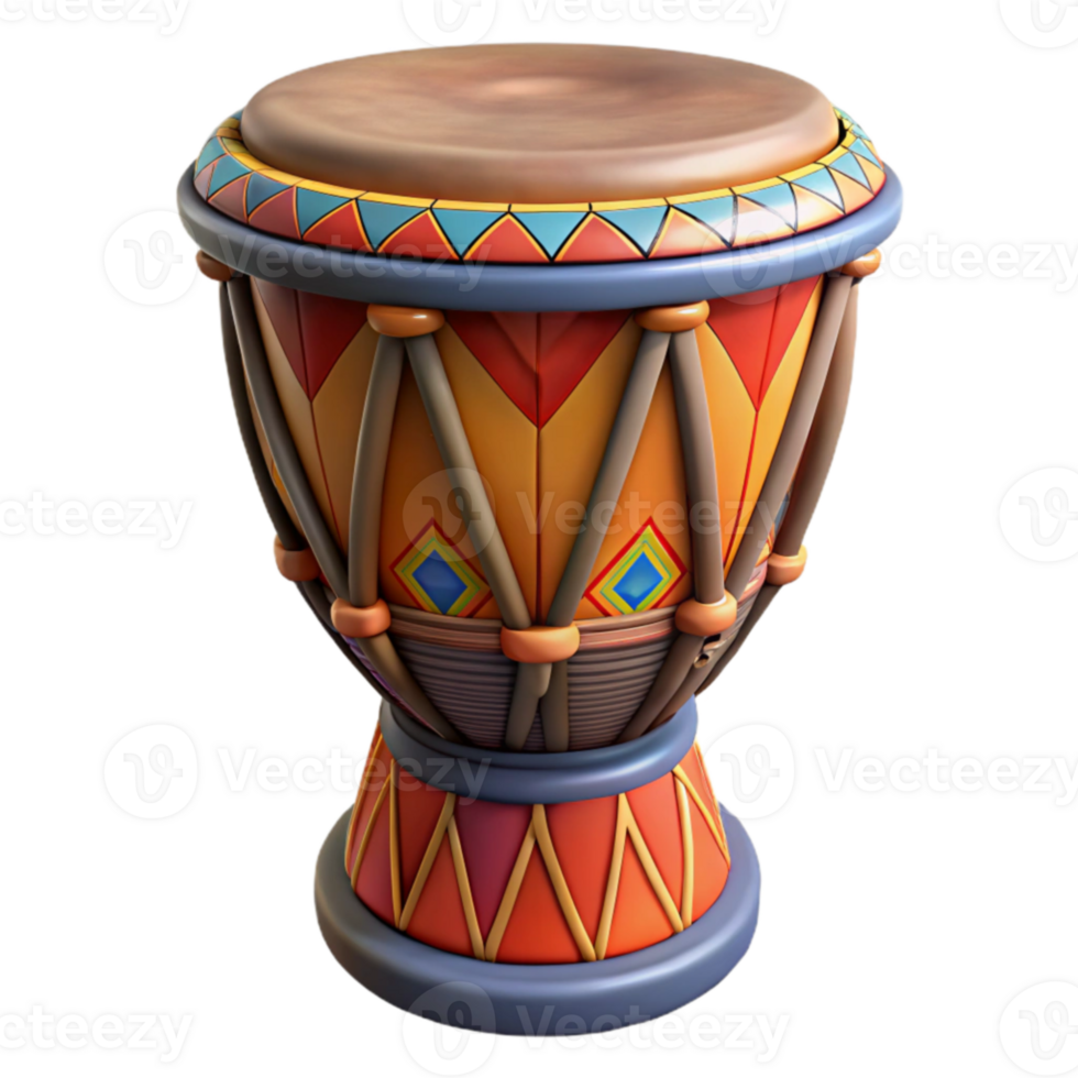 magnificent rustic Vibrant 3D Render of a Colorful Djembe Drum genuine png