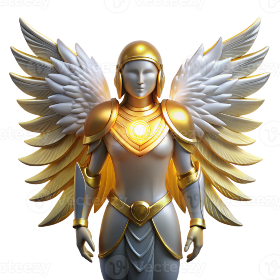 impressive rustic Angelic Warrior 3D Render high resolution png