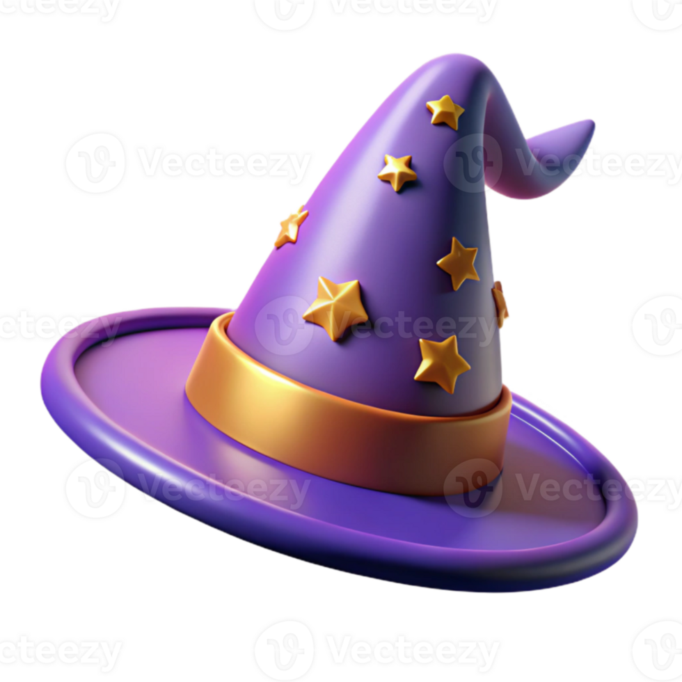 impressive modern Purple Wizard Hat 3D Render high quality png