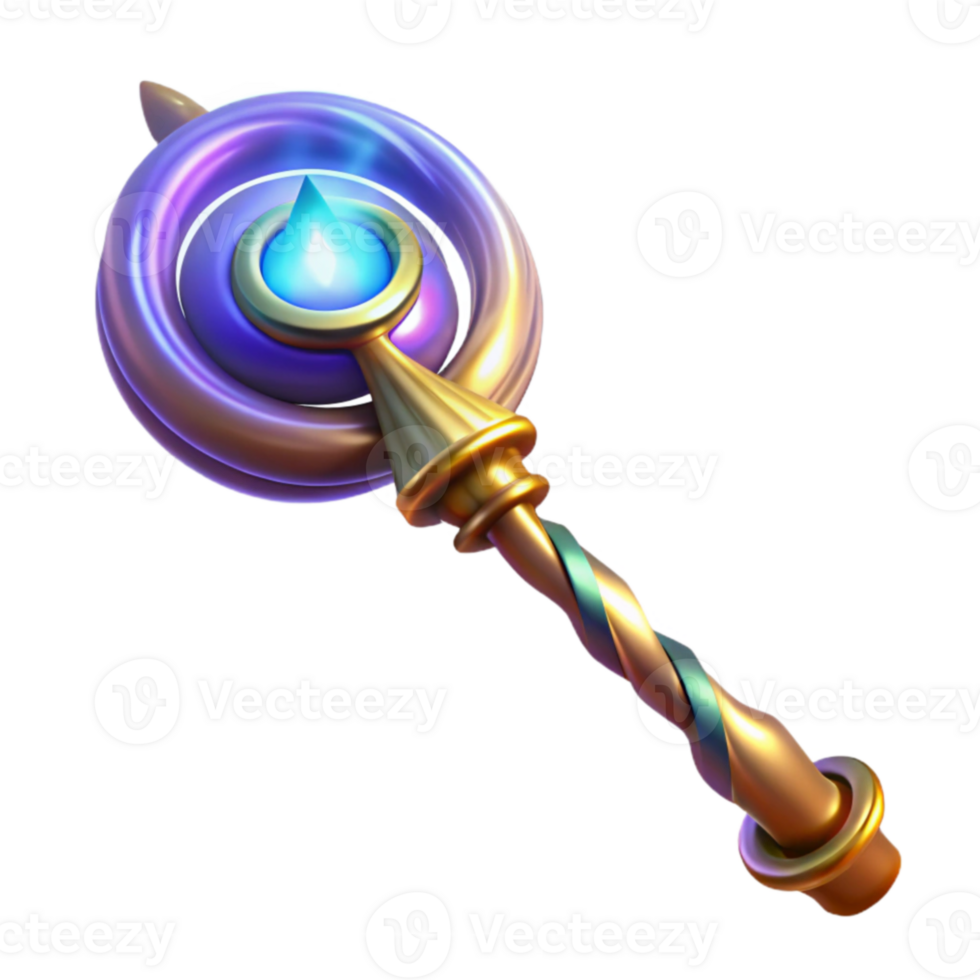 beautiful minimalist 3D Render Magical Staff Illustration premium png