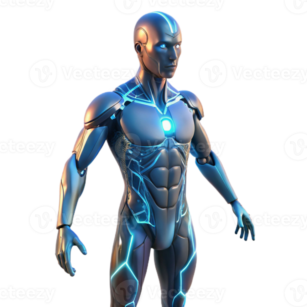 impressive classic Futuristic Cyborg 3D Render professional png
