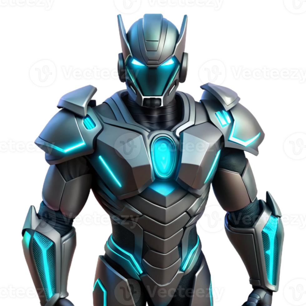 elegant classic Futuristic Armored Robot 3D Render 4K png