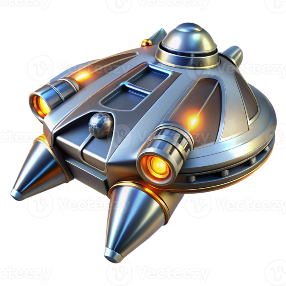 magnificent vintage Futuristic Spaceship 3D Render high resolution png