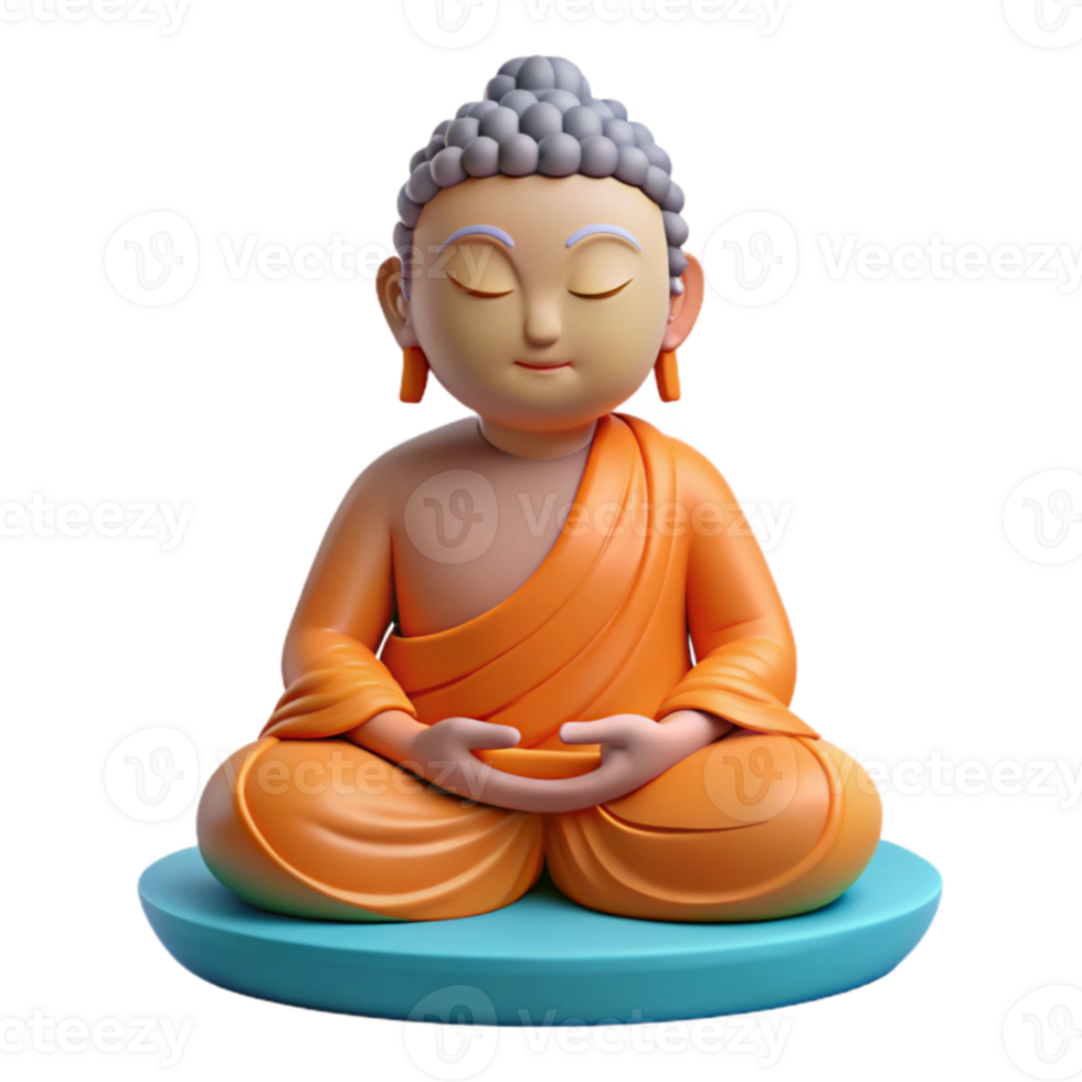 impressive creative 3D Render of Buddha Statue in Meditation genuine png