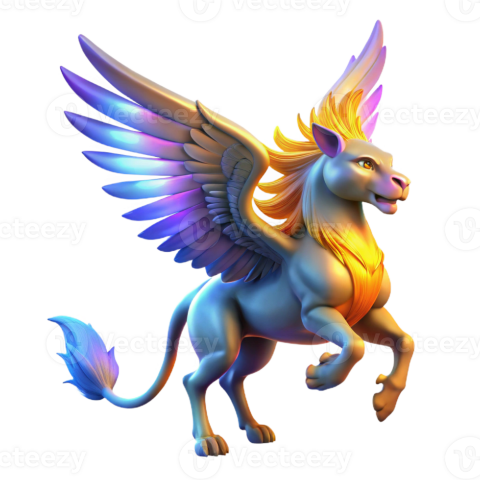 elegant contemporary Luminous Griffin 3D Render professional png