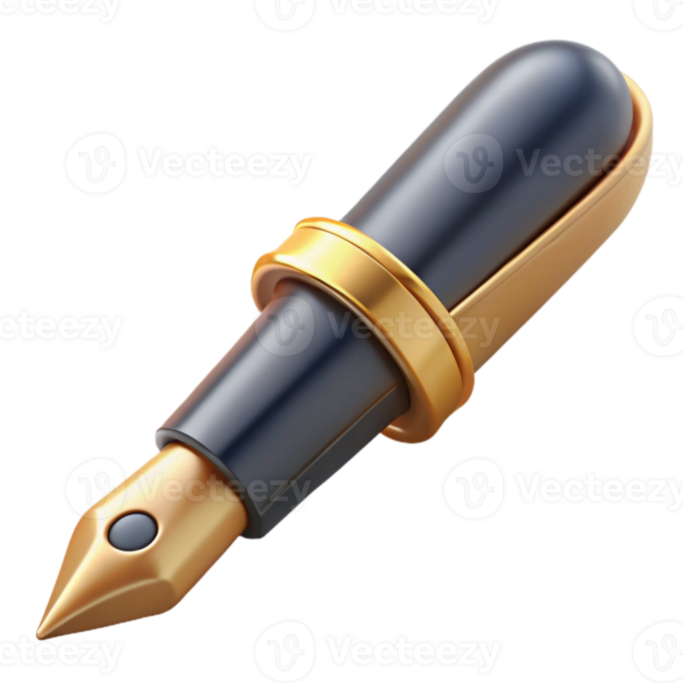 extraordinary abstract Elegant Gold and Black 3D Pen Illustration genuine png