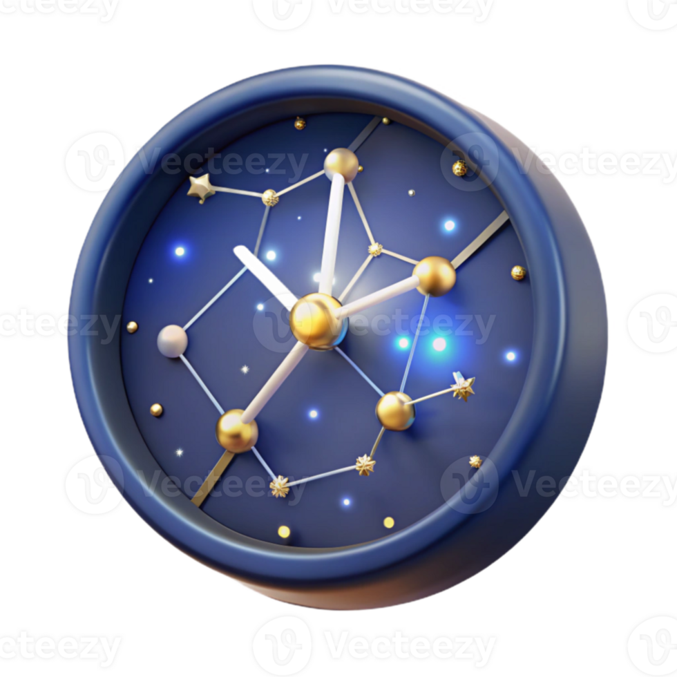 serene minimalist Celestial Clock 3D Render exclusive png