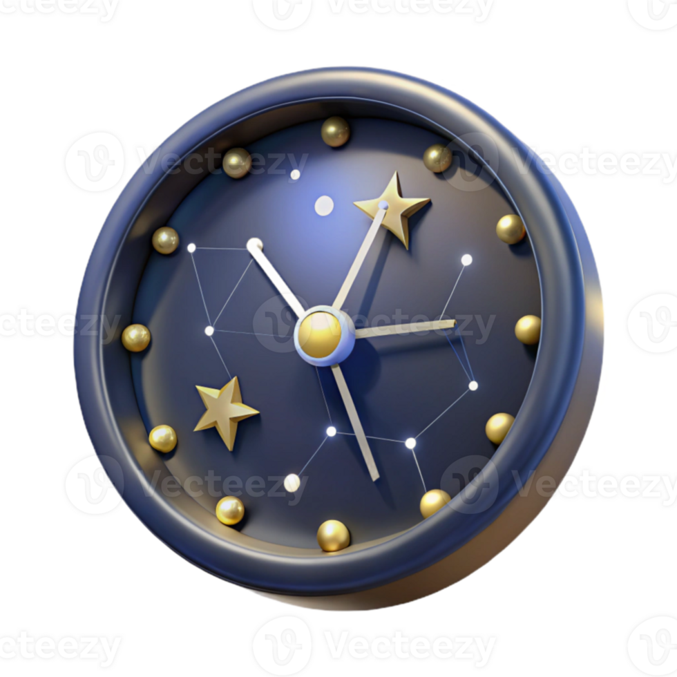 impressive modern Celestial Clock 3D Render premium png