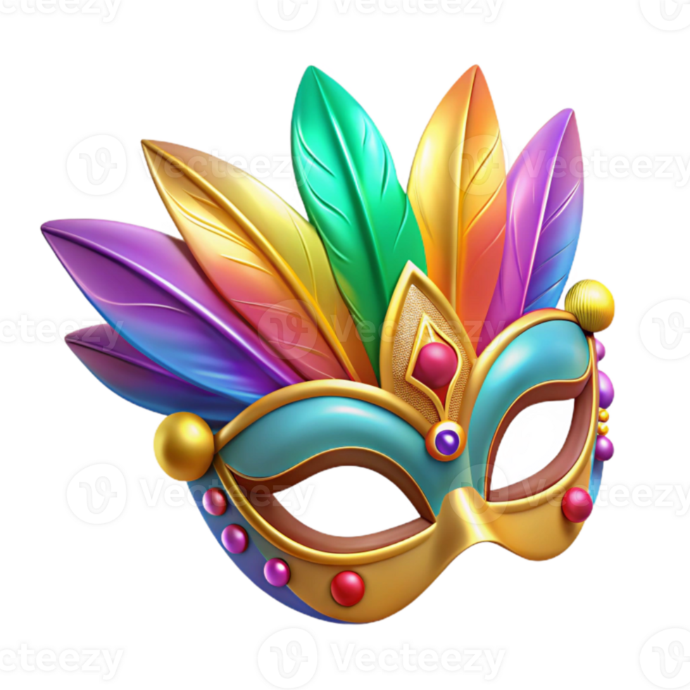 serene modern Vibrant Carnival Mask 3D Illustration genuine png