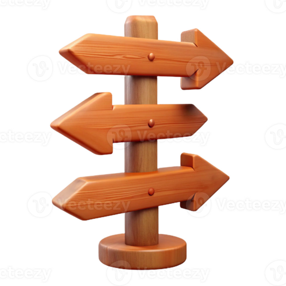 serene rustic 3D Wooden Signpost Illustration authentic png