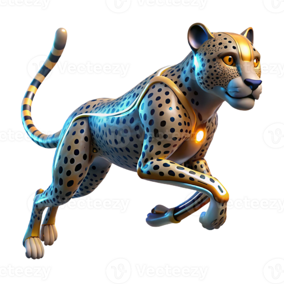 beautiful rustic Cybernetic Cheetah 3D Render 4K png