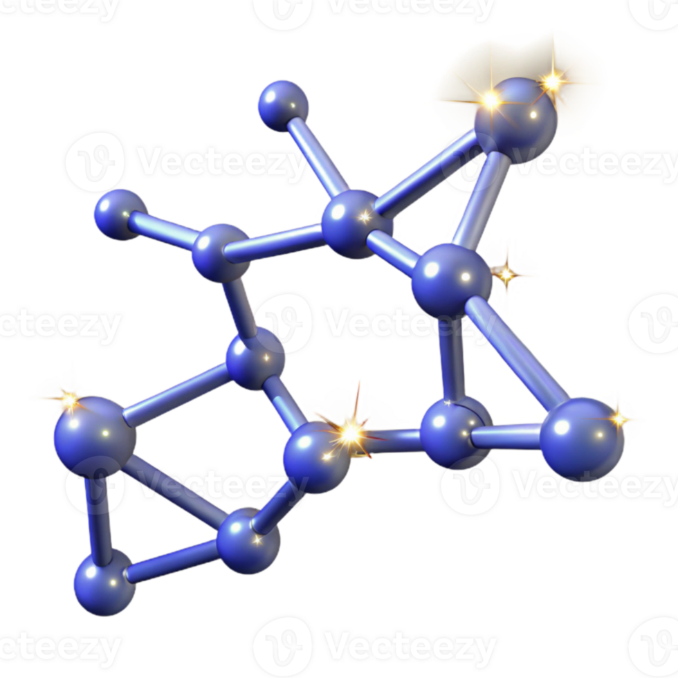 impressive vintage 3D Molecular Structure Illustration authentic png